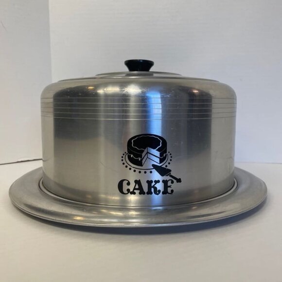 Vintage Cake Carrier West Bend Aluminum Cover Black Handle MCM Does Not Lock